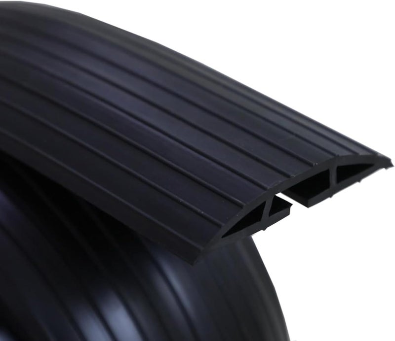 vilmon 4ft Floor Cable Cover Heavy Duty PVC Cord Cover Wire Cover to Prevent Trip Hazard for Home Office or Outdoor(4ft, Black) - Image 1